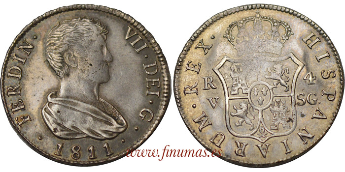 Cy14811.- FERNANDO VII 4 Reales 1811 Valencia. MBC+.  SILVER