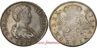 Cy14811.- FERNANDO VII 4 Reales 1811 Valencia. MBC+.  SILVER