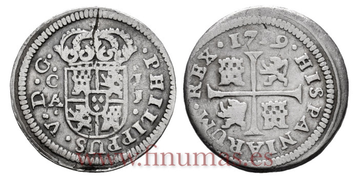 Cy07531.-FELIPE V - 1/2 Real 1719 Cuenca J.J.-MBC