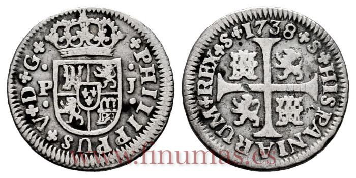 Cy07736-1.-FELIPE V - 1/2 Real 1738 Sevilla P.J .-MBC