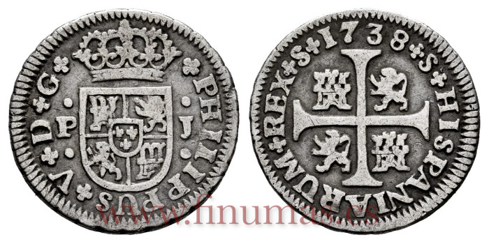 Cy07736-2.-FELIPE V - 1/2 Real 1738 Sevilla P.J .-MBC