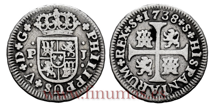 Cy07736-4.-FELIPE V - 1/2 Real 1738 Sevilla P.J .-MBC-