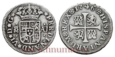 Cy07774.-FELIPE V - 1/2 Real 1746 Madrid A.J. Columnario -MBC