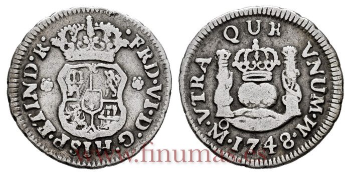Cy07768.-FELIPE V - 1/2 Real 1748 Mexico M. Columnario -MBC-