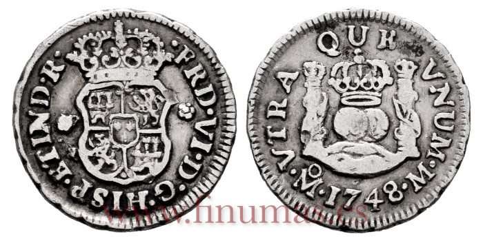 Cy07768-1.-FELIPE V - 1/2 Real 1748 Mexico M .-MBC-