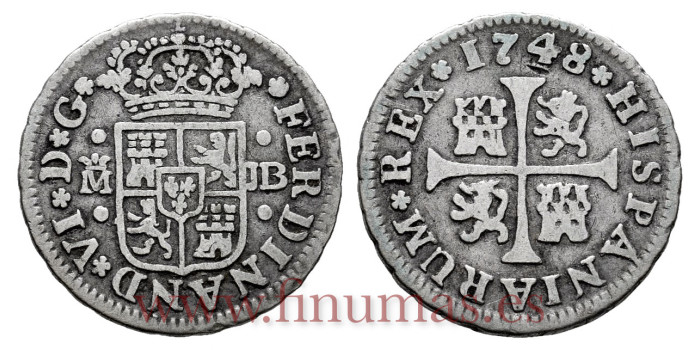 Cy09466-2.-FERNANDO VI - 1/2 Real 1748 Madrid J.B.-MBC-