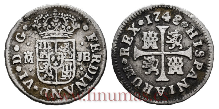 Cy09466-3.-FERNANDO VI - 1/2 Real 1748 Madrid J.B.-MBC-