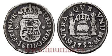 Cy09493.-FERNANDO VI - 1/2 Real 1752 Mexico M. Columnario -MBC-