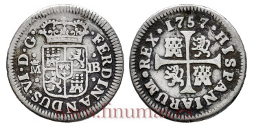 Cy09528.-FERNANDO VI - 1/2 Real 1757 Madrid J.B.-MBC-