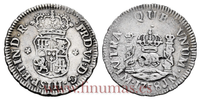 Cy09534.-FERNANDO VI - 1/2 Real 1758 Lima J.M .-MBC