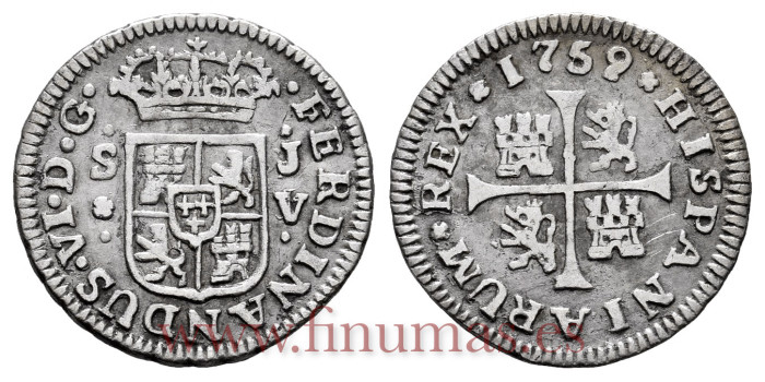 Cy09548.-FERNANDO VI - 1/2 Real 1759 Sevilla J.V.-MBC