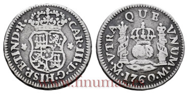 Cy09551.-CARLOS III - 1/2 eal 1760Mexico M.-MBC