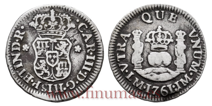 Cy10292.-CARLOS III - 1/2 Real 1761 Lima J.M.-BC
