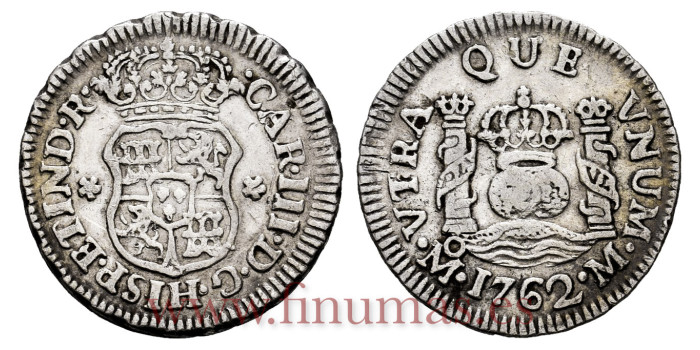 Cy10301.-CARLOS III - 1/2 Real 1762 Mexico M.-MBC