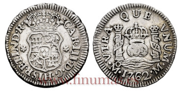Cy10301.-CARLOS III - 1/2 Real 1762 Mexico M.-MBC