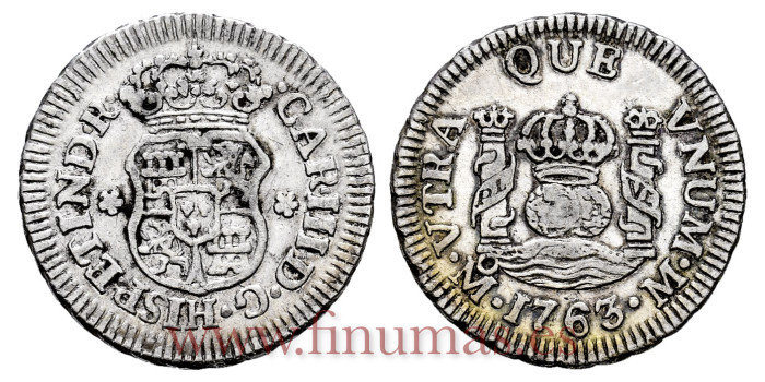 Cy10307.-CARLOS III - 1/2 Real 1763 Mexico M.-MBC+