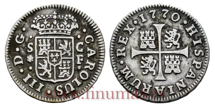 Cy10350.-CARLOS III - 1/2 Real 1770 Sevilla C.F.-MBC+