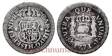 Cy10355.-CARLOS III - 1/2 Real 1771 Mexico F.-MBC