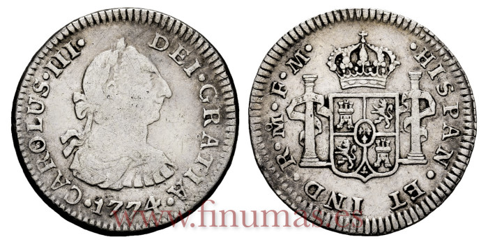 Cy10379.-CARLOS III - 1/2 Real 1774 Mexico F.M.-MBC-