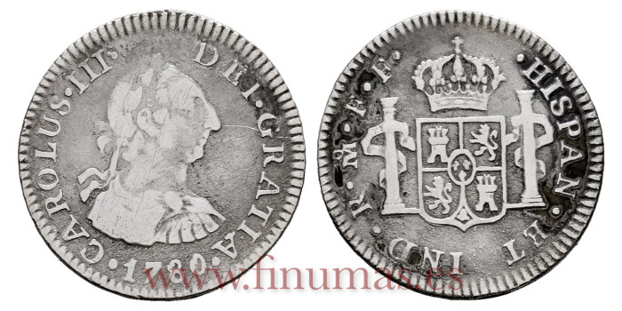 Cy10422.-CARLOS III - 1/2 Real 1780 Mexico F.F.-BC-