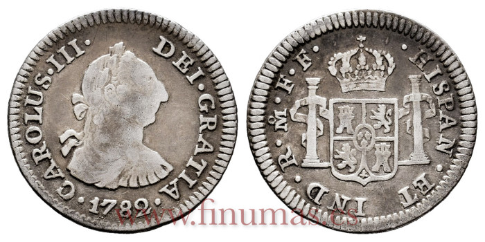 Cy10437.-CARLOS III - 1/2 Real 1782 Mexico F.F.-BC-