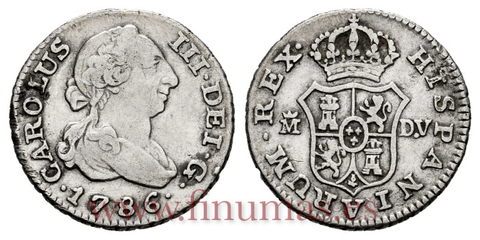 Cy10463.-CARLOS III - 1/2 Real 1786 Madrid D.V.-BC+