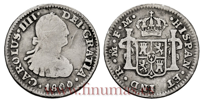 Cy12488.-CARLOS IV - 1/2 Real 1800 Mexico F.M.-BC