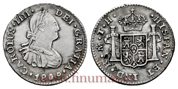 Cy12543.-CARLOS IV - 1/2 Real 1808 Mexico F.T.-EBC-
