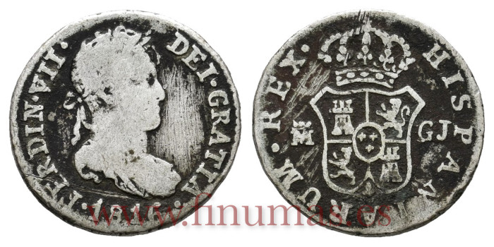 Cy14285.-FERNANDO VII - 1/2 Real 1816 Madrid G.J.- BC