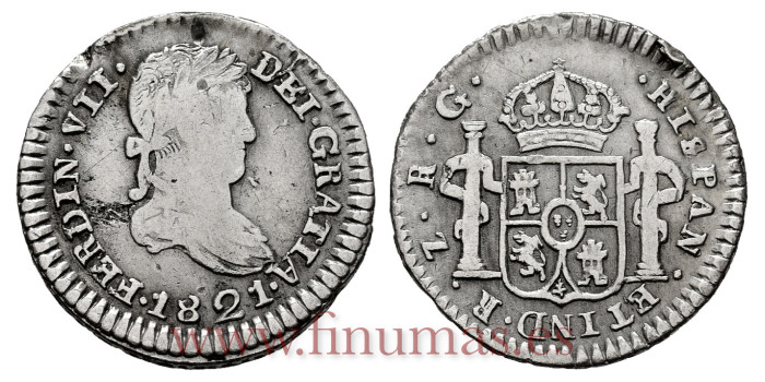 Cy14330.-FERNANDO VII - 1/2 Real 1821 Zacatecas R.G.- BC