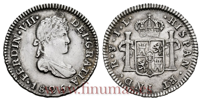Cy14336.-FERNANDO VII - 1/2 Real 1825 Potosi J.L.- EBC-