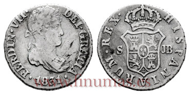 Cy14342.-FERNANDO VII - 1/2 Real 1831 Sevilla J.B.- MBC-