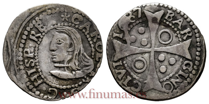 Cy06794.-CARLOS II - 1 Croat 1687 Barcelona MBC+/EBC