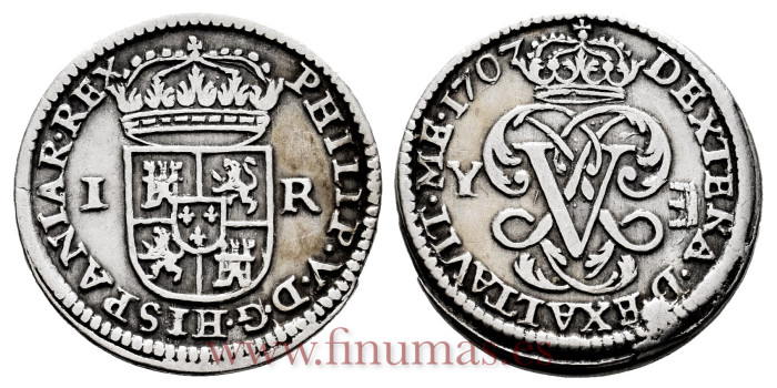 Cy07811.-FELIPE V - 1 Real 1707 Segovia  Y.-MBC+