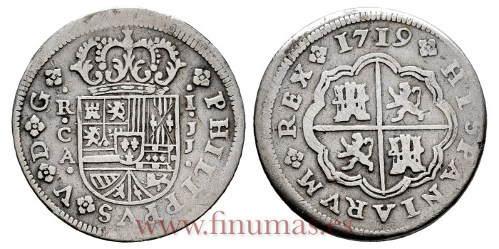 Cy07855.-FELIPE V - 1 Real 1719 Cuenca J.J.-MBC+