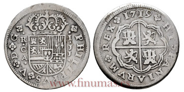 Cy07855.-FELIPE V - 1 Real 1719 Cuenca J.J.-MBC+