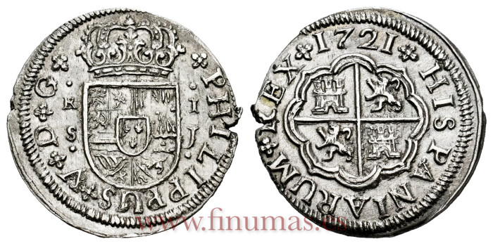 Cy07862.-FELIPE V - 1 Real 1721 Sevilla J.- EBC-