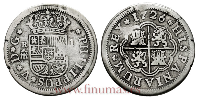 Cy07892.-FELIPE V - 1 Real 1726 Segovia .-BC+