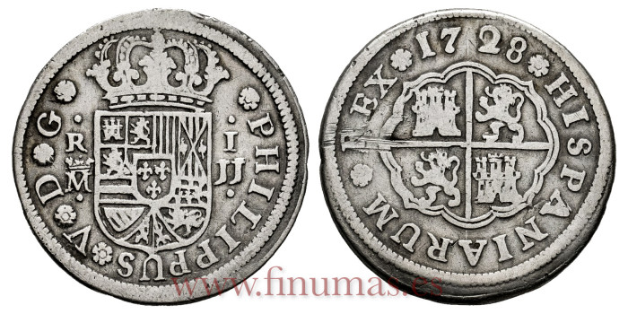 Cy07902.-FELIPE V - 1 Real 1728 Madrid J.J.-MBC-