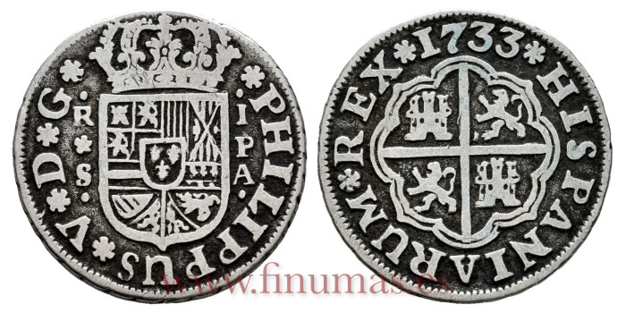 Cy07950.-FELIPE V - 1 Real 1733 Sevilla P.A.-MBC