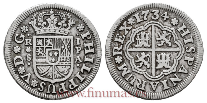 Cy07957.-FELIPE V - 1 Real 1734 Sevilla P.A.-MBC