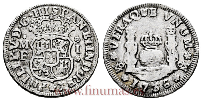 Cy07967.-FELIPE V - 1 Real 1736 Mexico M.F.-MBC-