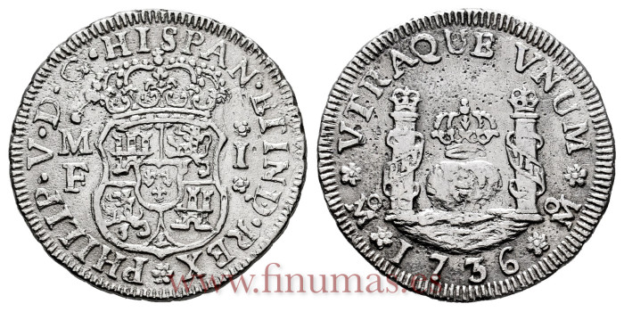 Cy07967-1.-FELIPE V - 1 Real 1736 Mexico M.F.-MBC+