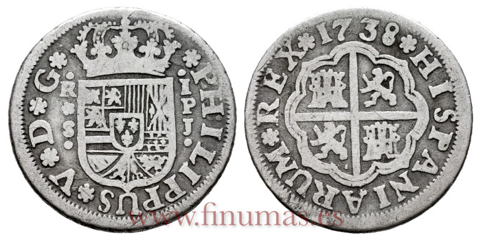 Cy07982.-FELIPE V - 1 Real 1738 Sevilla P.J.-BC