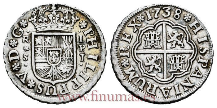 Cy07982-2.-FELIPE V - 1 Real 1738 Sevilla P.J.-EBC