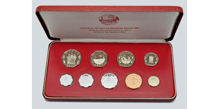 MALTA - K-PS01- .1977 Official Set of 9 PROOF Securities
