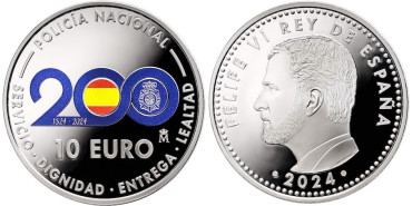10 Euros Bicentenario Policia Nacional. Plata - Proof 2023