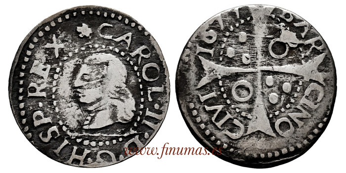 Cy06757.-CARLOS II - 1 Croat 1677 Barcelona MBC-