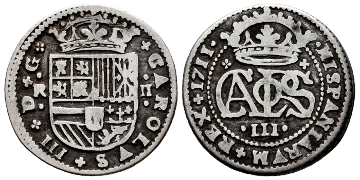 Cy07451.-CARLOS III Prte. 2 Reales 1711 Barcelona.-BC