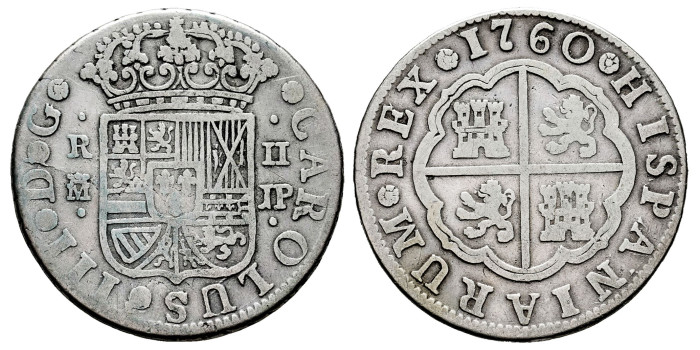 Cy10699-2.-CARLOS III - 2 Reales 1760 Madrid J.P.-BC